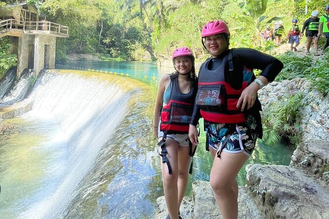 4 Hour Canyoneering Adventure at Kawasan Falls with Lunch - Getting ready with helmets and aqua shoes