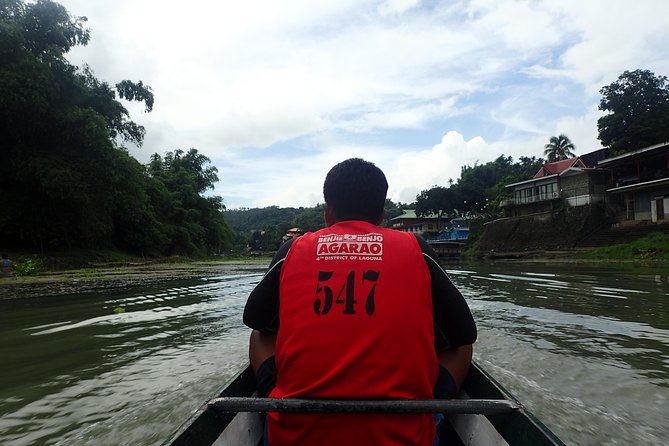Amazing Pagsanjan Falls with Authentic filipino lunch Plus Transfers frm manila</em> – What the 7 a.m. start means for your day’ /></p>
<p><p>Pickup begins at 7 a.m. from select areas of Manila. The early start is useful because the drive is long. One account put the outward journey at about 2.5 hours, so you should expect a substantial part of the day to be spent in the vehicle.</p>
</p>
<p><p>The tour lasts roughly six to nine hours, depending on traffic, river conditions, and the pace of the day. That range matters. This is not a compact Manila side trip that fits neatly into an afternoon. It is a full day away from the city.</p>
</p>
<p><p>I would keep the morning simple and arrive ready for the road. The air-conditioned vehicle is a welcome feature, especially after time in Manila. The small group limit of ten should also make hotel pickup and communication less awkward than they can be on a large bus.</p>
</p>
<p><p>The exact pickup area matters, so check that your Manila accommodation is within the offered zones before booking. Pickup is included, but the information provided does not promise pickup from every address in the city.</p>
</p>
<h2>The canoe ride is the heart of the outing</h2>
<p><img width="594" height="446" decoding="async" src=