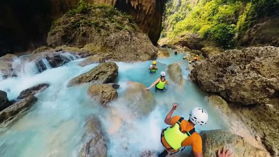 Cebu: Osmeña Peak and Kawasan Canyoneering Day Tour - Reaching Kawasan Falls and preparing for the canyon