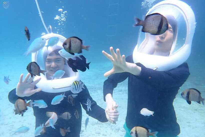Panglao: Helmet Diving Experience with Photos and Videos - The boat ride to the reef